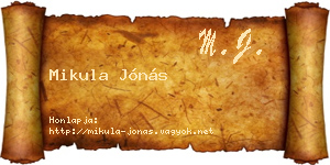 Mikula Jónás névjegykártya